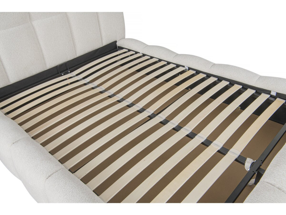 Cama doble de tela "Davos" con espacio de almacenaje - 160 x 200 cm - Beige