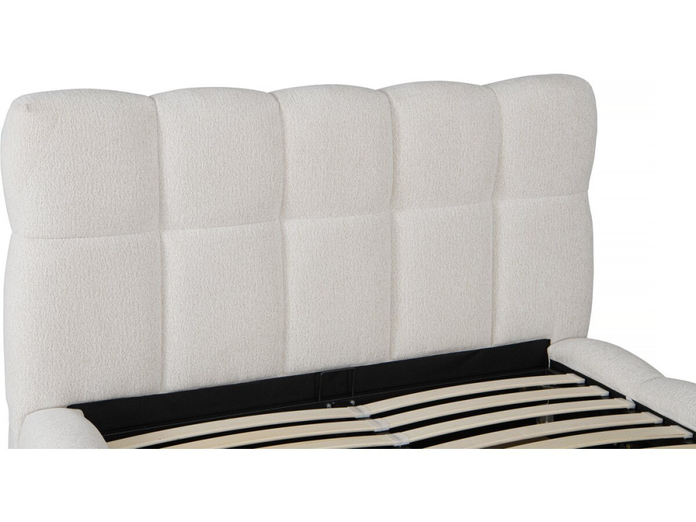Cama doble de tela "Davos" con espacio de almacenaje - 160 x 200 cm - Beige