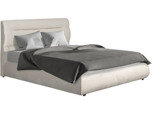 Cama doble con almacenaje en terciopelo "Chamonix" - 160 x 200 cm - Beige