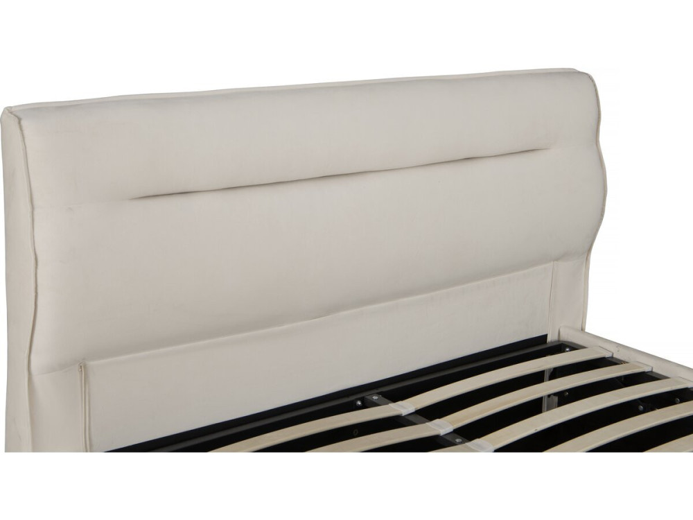 Cama doble con almacenaje en terciopelo "Chamonix" - 160 x 200 cm - Beige