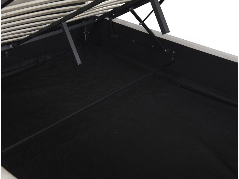 Cama doble con almacenaje en terciopelo "Chamonix" - 160 x 200 cm - Beige