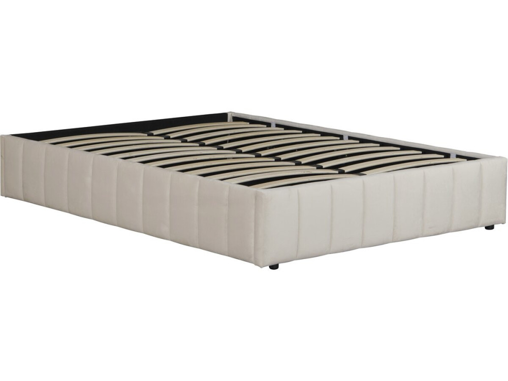 Cama doble con box de terciopelo "Meribel" - Beige - 140 x 190 cm