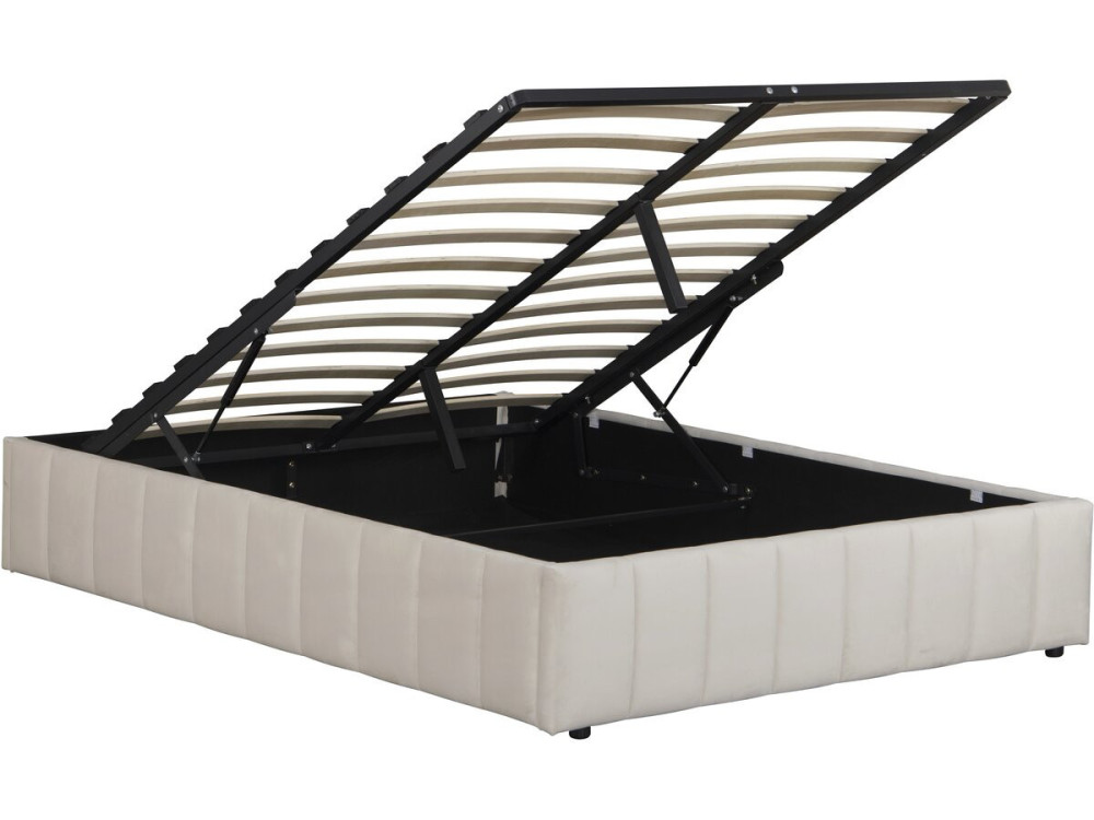 Cama doble con box de terciopelo "Meribel" - Beige - 140 x 190 cm