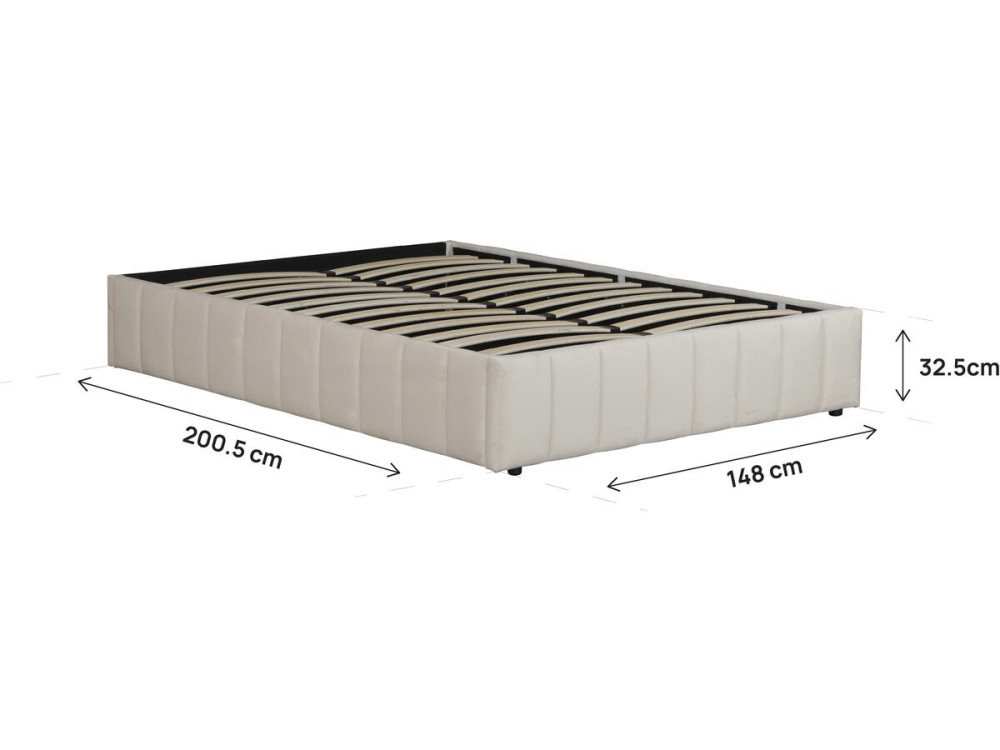 Cama doble con box de terciopelo "Meribel" - Beige - 140 x 190 cm