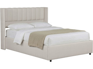Cama doble "Saint-Moritz" en lino con box - 140 x 190 cm - Beige