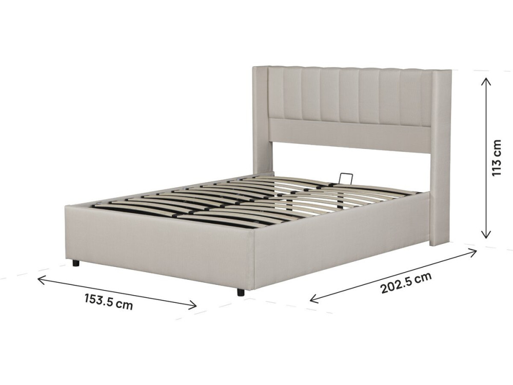 Cama doble "Saint-Moritz" en lino con box - 140 x 190 cm - Beige