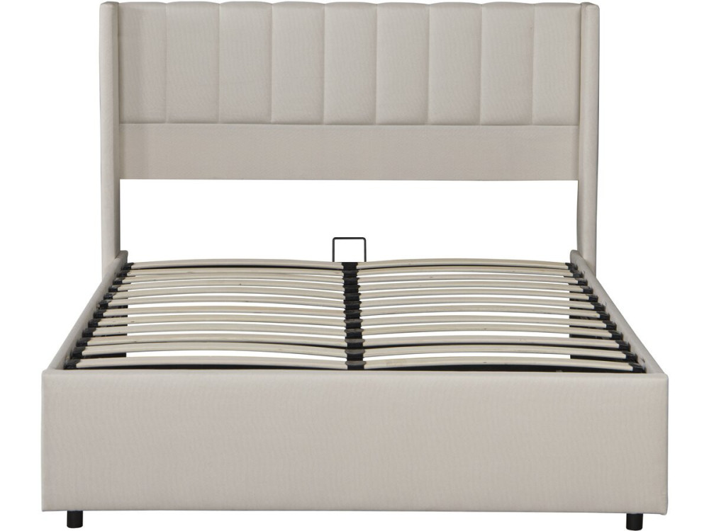 Cama doble "Saint-Moritz" en ropa de cama con box - 160 x 200 cm - Beige