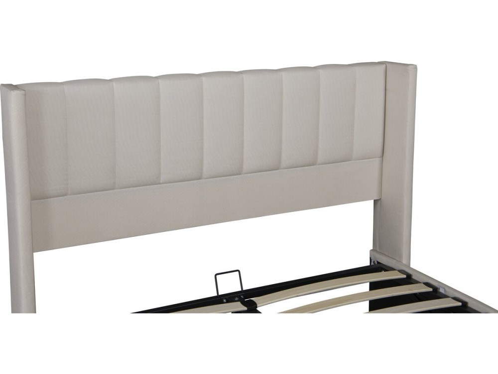 Cama doble "Saint-Moritz" en ropa de cama con box - 160 x 200 cm - Beige