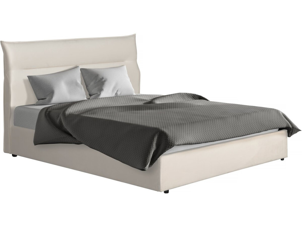 Cama de terciopelo "Isola" con cofre - 160 x 200 cm - Beige