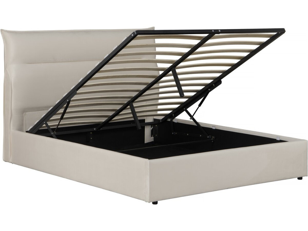 Cama de terciopelo "Isola" con cofre - 160 x 200 cm - Beige