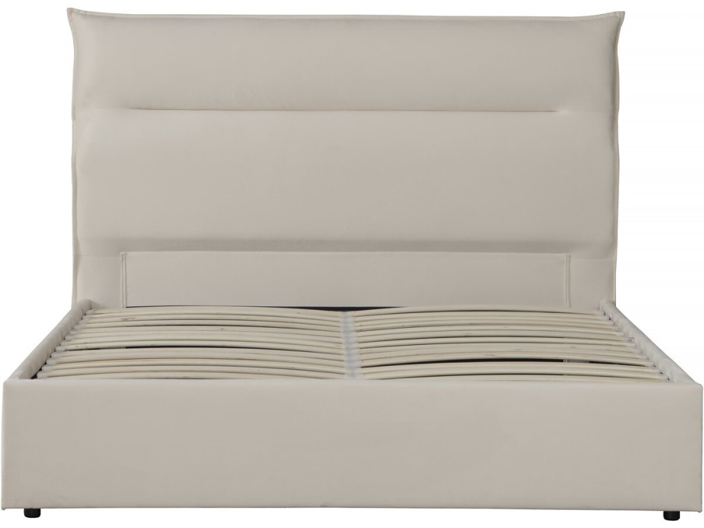 Cama de terciopelo "Isola" con cofre - 160 x 200 cm - Beige