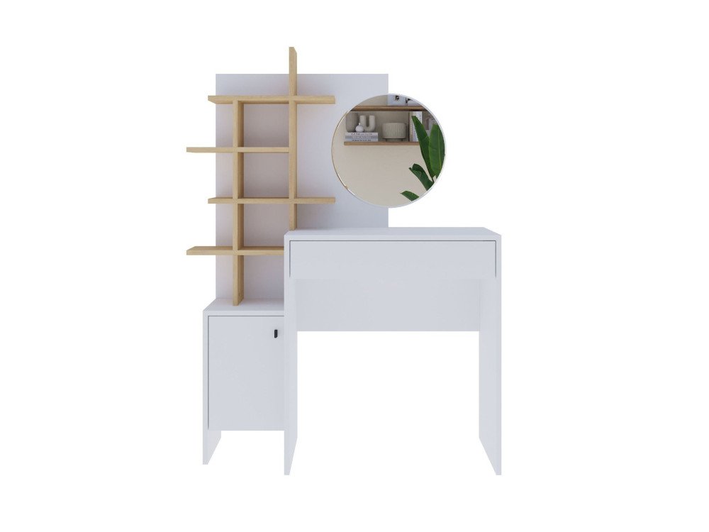 Mesa de maquillaje de madera "Mup" 105 x 35 x 151 cm - Blanca