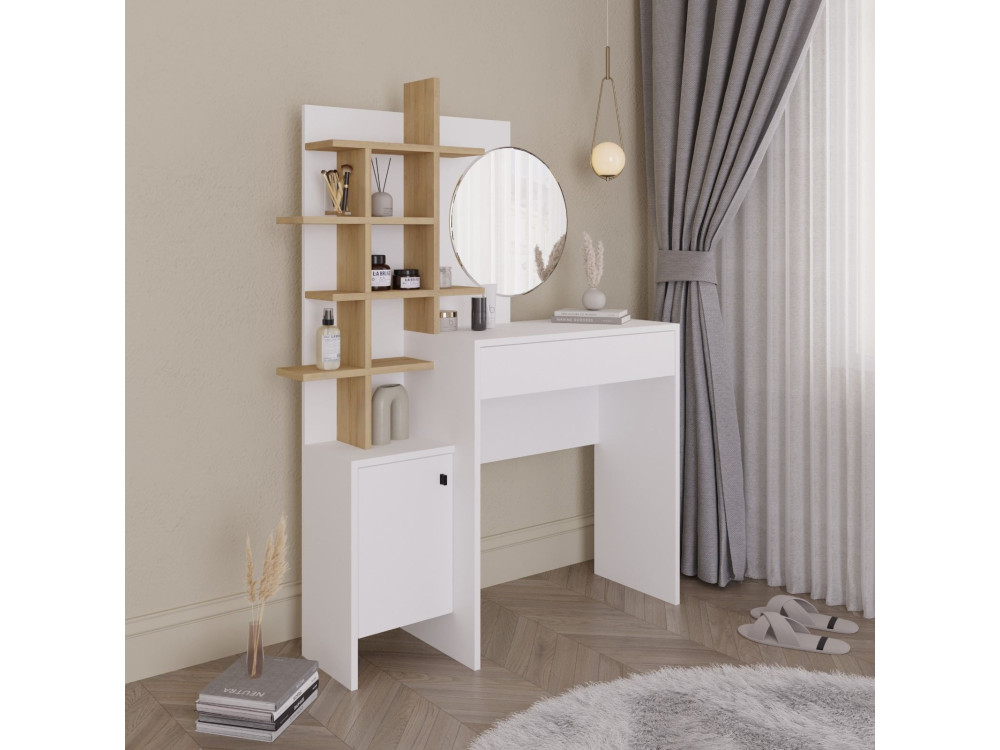Mesa de maquillaje de madera "Mup" 105 x 35 x 151 cm - Blanca