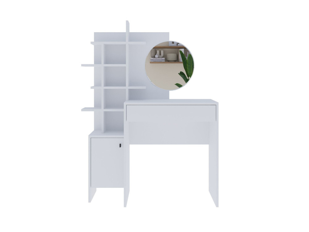 Mesa de maquillaje de madera "Mup" 105 x 35 x 151 cm - Blanca