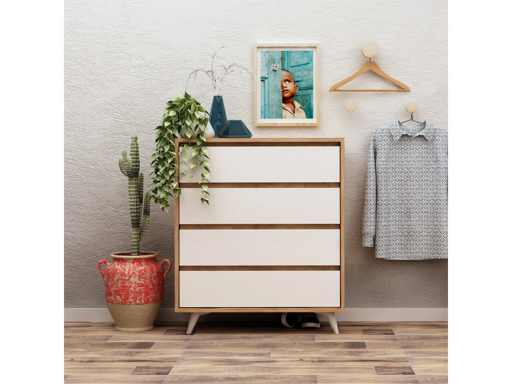 Cómoda de madera "Suvera" - 70 x 40 x 86 cm - Beige