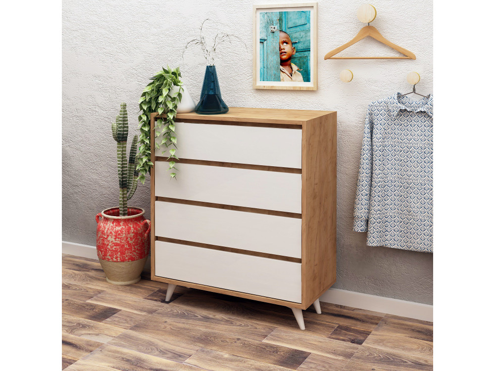 Cómoda de madera "Suvera" - 70 x 40 x 86 cm - Beige