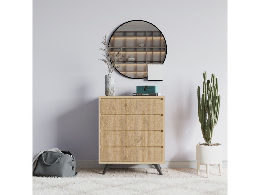 Cómoda de madera "Suvera" - 70 x 40 x 86 cm - Marrón claro