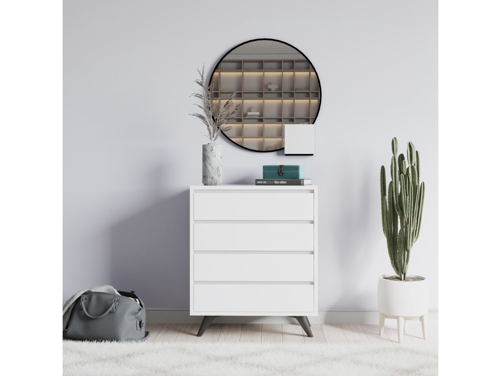 Cómoda de madera "Suvera" - 70 x 40 x 86 cm - Blanca