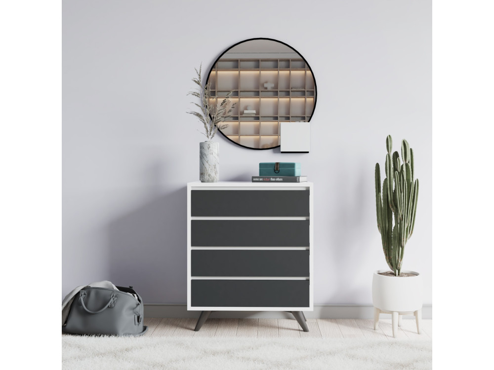 Cómoda de madera "Suvera" - 70 x 40 x 86 cm - Blanca