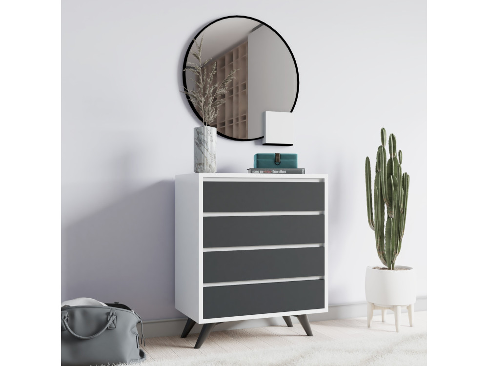 Cómoda de madera "Suvera" - 70 x 40 x 86 cm - Blanca
