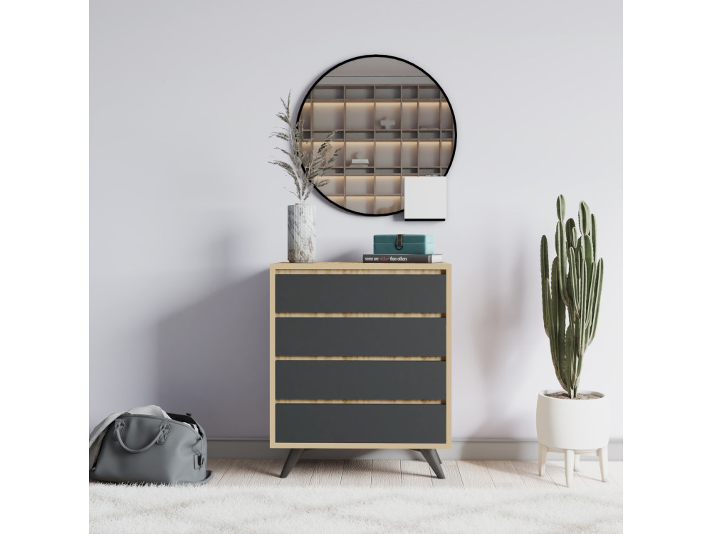 Cómoda de madera "Suvera" - 70 x 40 x 86 cm - Marrón