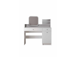 Tocador "Harmony Square" con espejo cuadrado de madera - 124 x 40 x 135 cm - Blanco