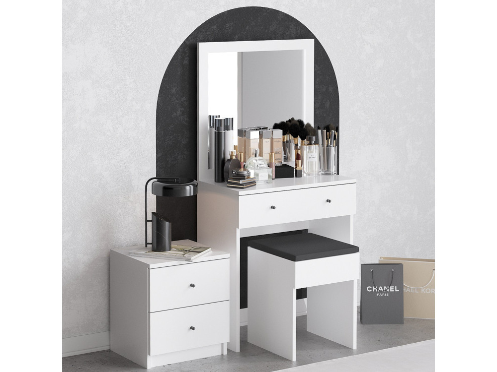 Juego de tocador de madera "Nice" - 65 x 35 x 139 cm - Blanco