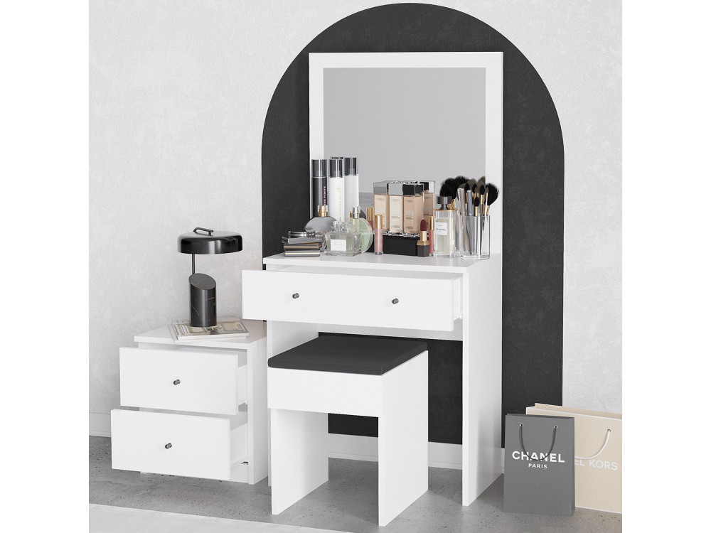 Juego de tocador de madera "Nice" - 65 x 35 x 139 cm - Blanco