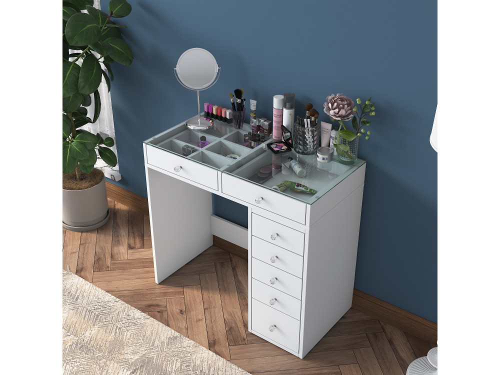 Tocador "Soma" con cajones de madera empotrados - 90 x 44 x 80 cm - Blanco