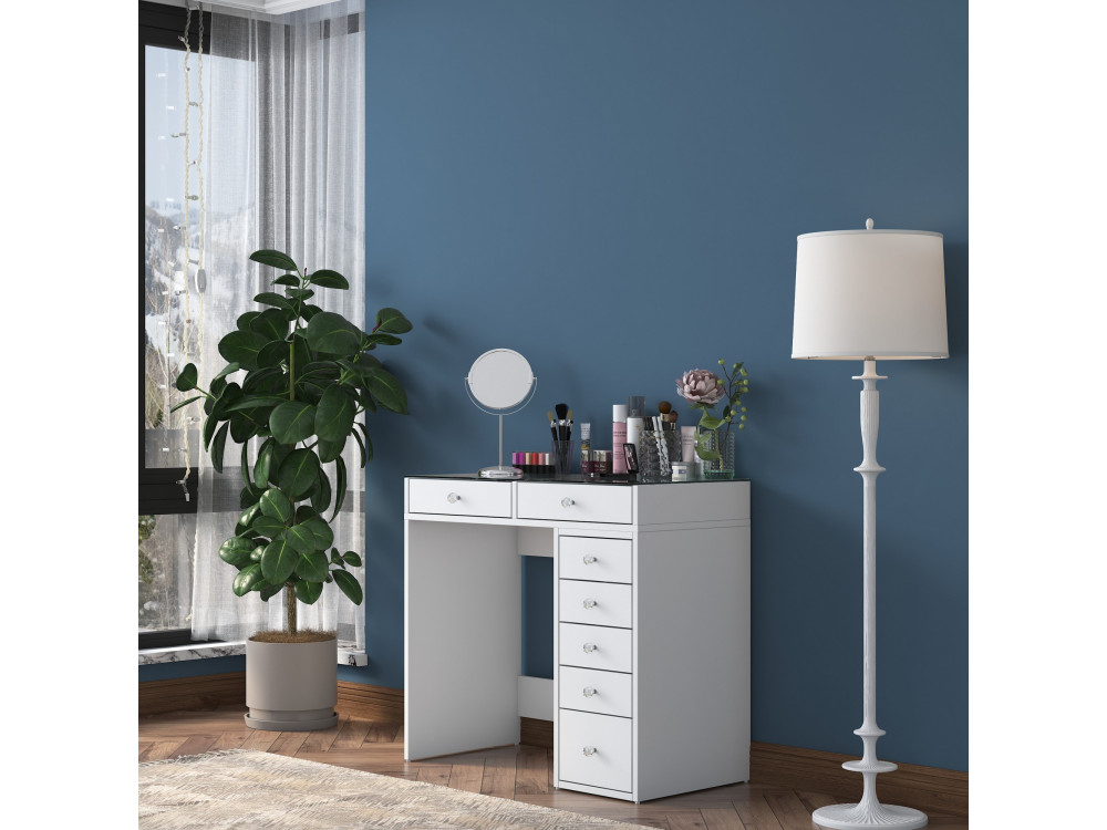 Tocador "Soma" con cajones de madera empotrados - 90 x 44 x 80 cm - Blanco