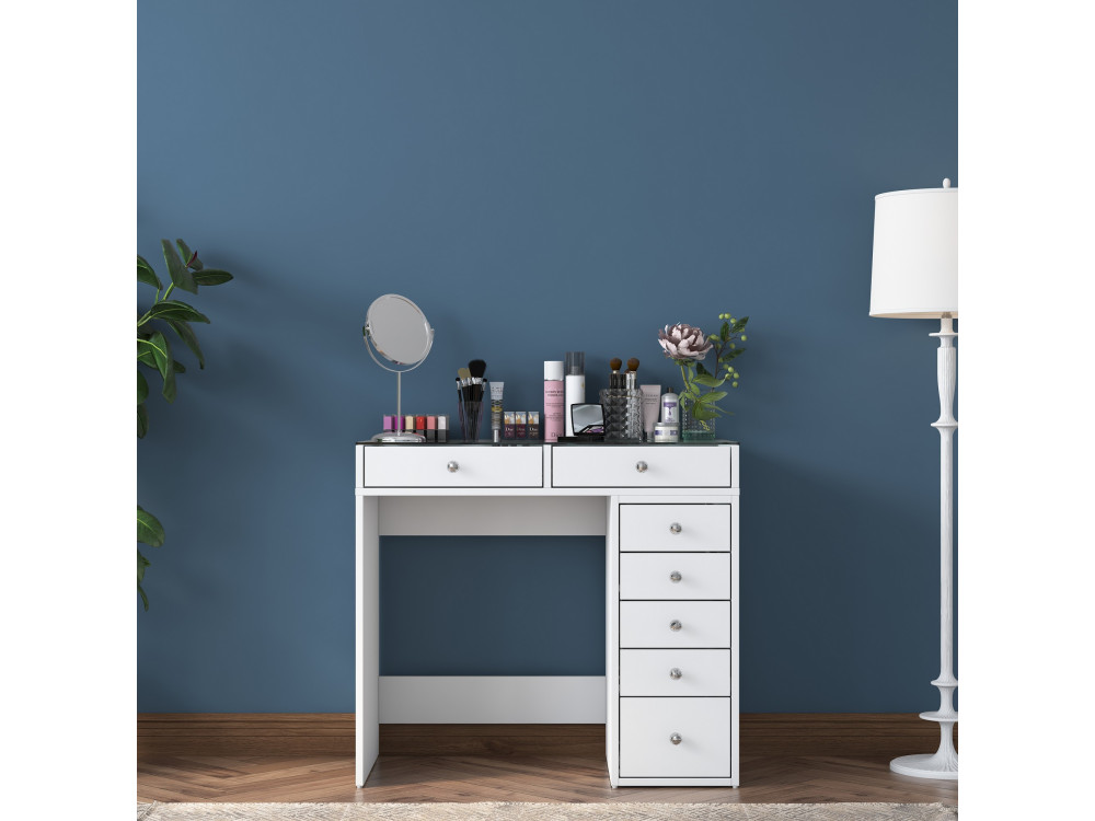 Tocador "Soma" con cajones de madera empotrados - 90 x 44 x 80 cm - Blanco