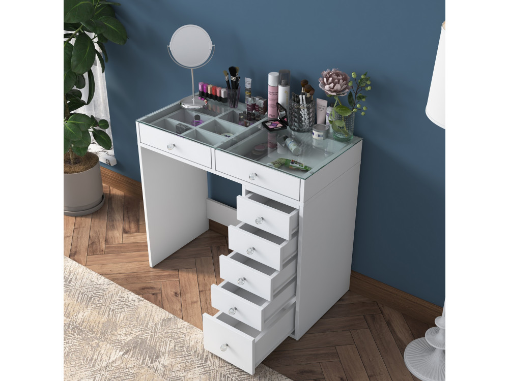 Tocador "Soma" con cajones de madera empotrados - 90 x 44 x 80 cm - Blanco