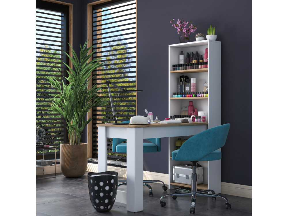 Tocador "Ferna" con estantes de madera - 120 x 54 x 154 cm - Marrón