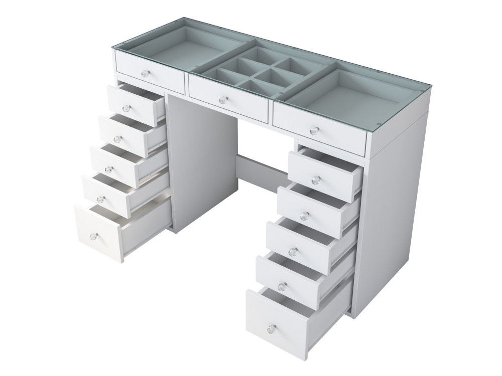 Tocador "Sina" con cajones de madera empotrados - 120 x 44 x 80 cm - Blanco