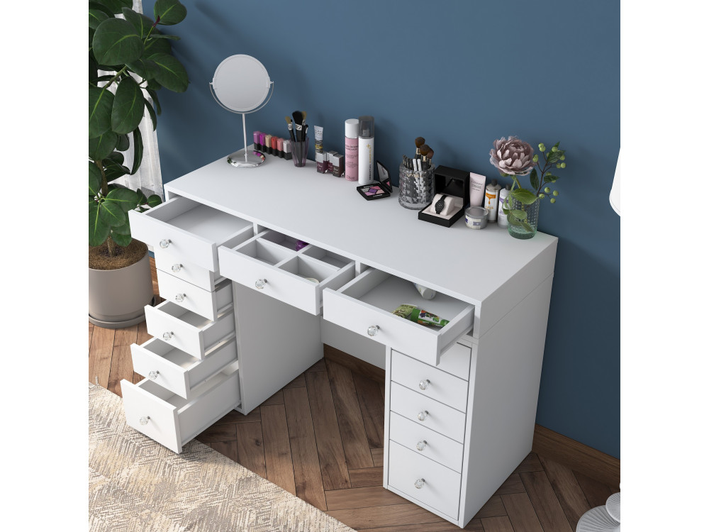 Tocador "Sena" con cajones de madera empotrados - 120 x 44 x 82 cm - Blanco