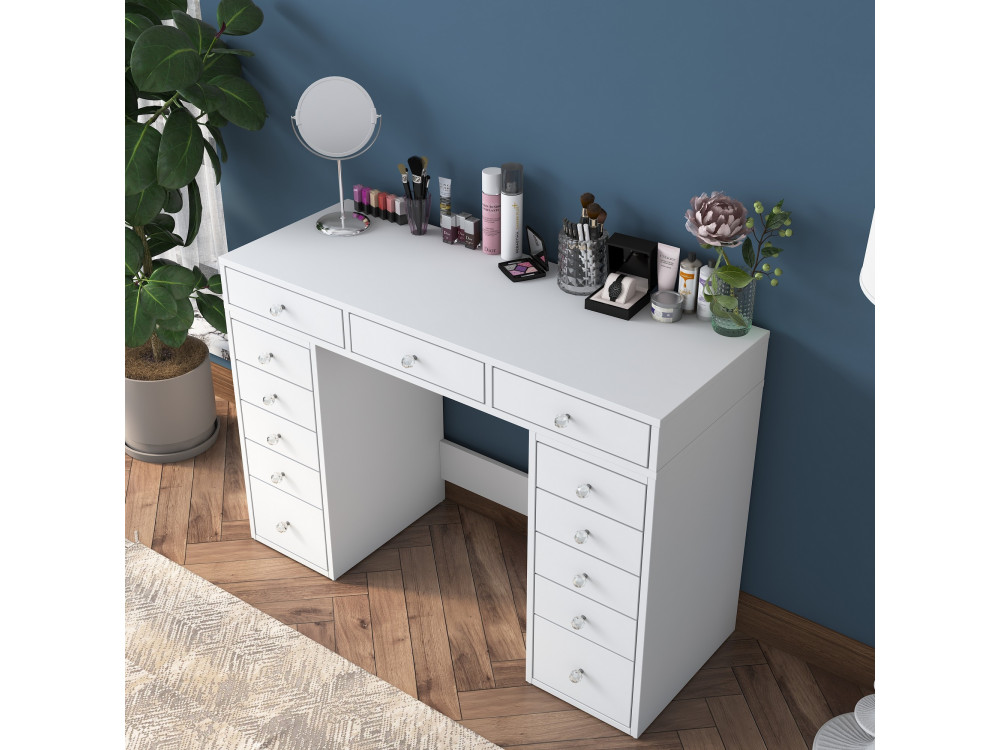 Tocador "Sena" con cajones de madera empotrados - 120 x 44 x 82 cm - Blanco