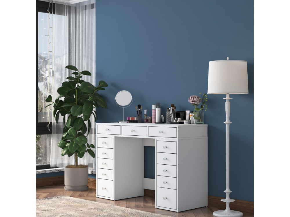 Tocador "Sena" con cajones de madera empotrados - 120 x 44 x 82 cm - Blanco
