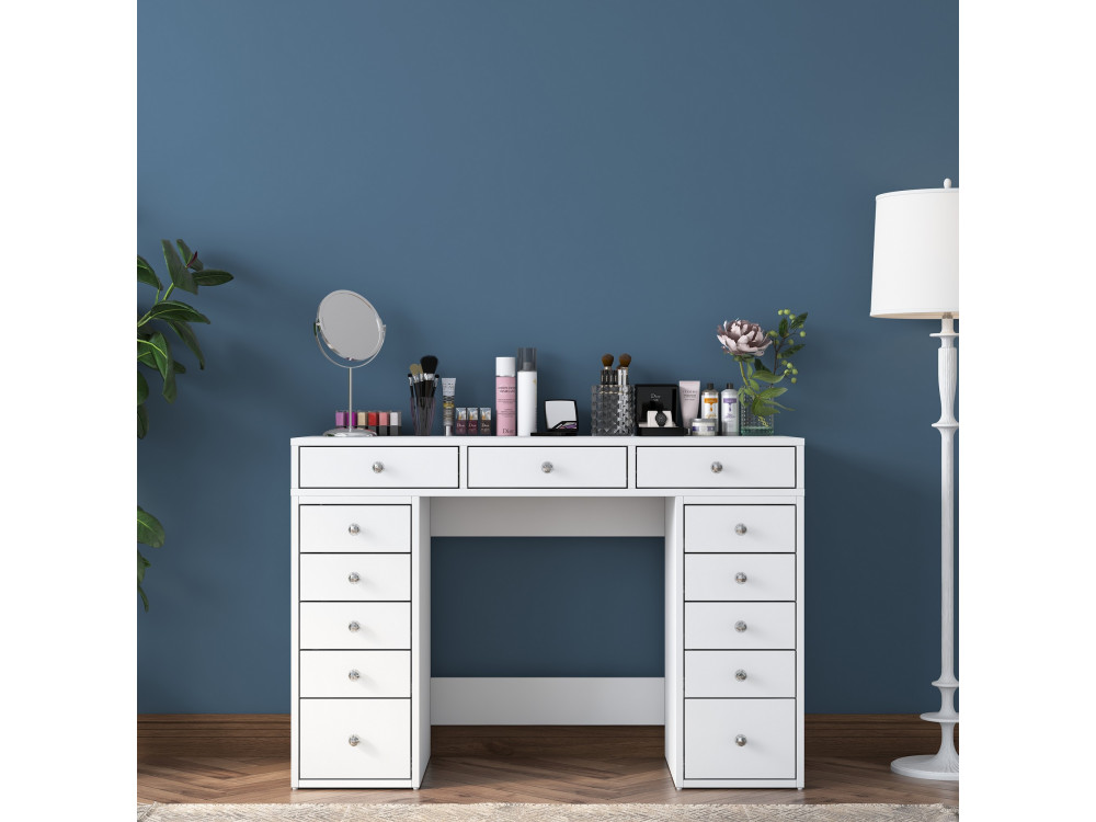 Tocador "Sena" con cajones de madera empotrados - 120 x 44 x 82 cm - Blanco