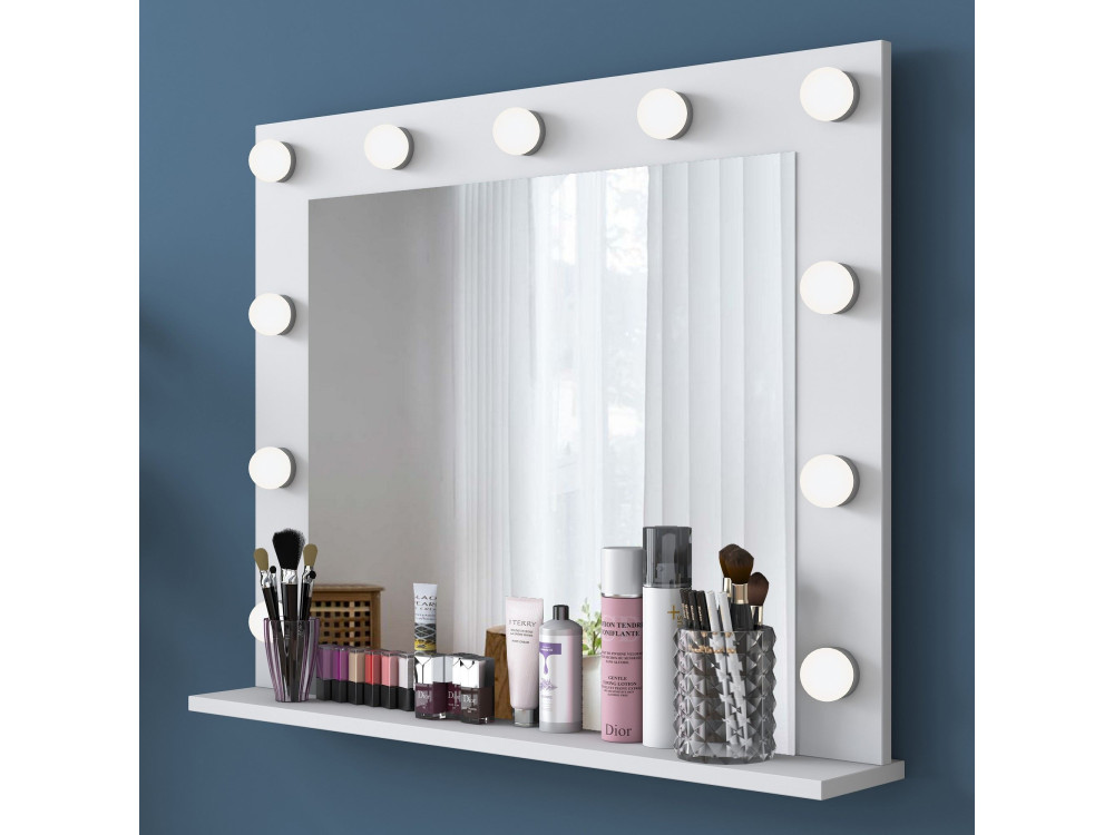 Tocador "Sirma" con espejo de madera - 120 x 44 x 82 cm - Blanco