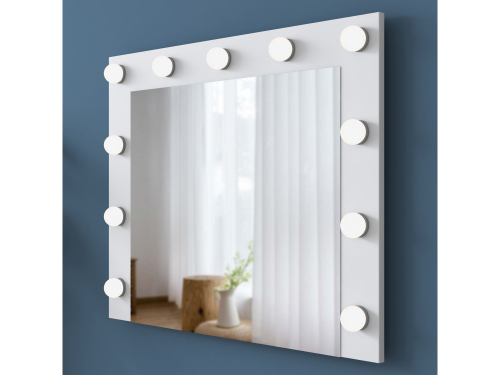 Tocador "Sirma" con espejo de madera - 120 x 44 x 82 cm - Blanco
