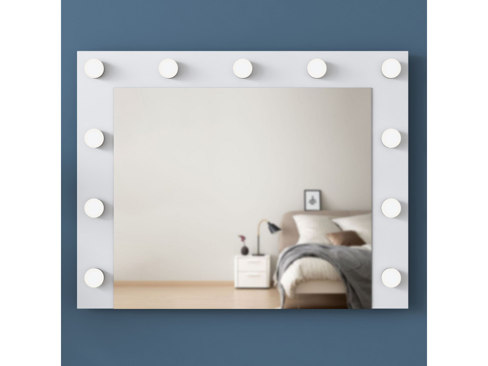 Tocador "Sirma" con espejo de madera - 120 x 44 x 82 cm - Blanco