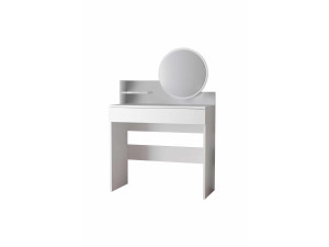 Tocador "Harmony Mini Round" con espejo de madera - 90 x 40 x 133 cm - Blanco
