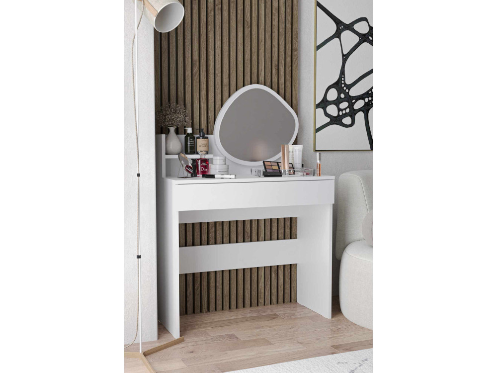 Tocador "Harmony Mini Amorphous" con espejo de madera - 90 x 40 x 133 cm - Blanco