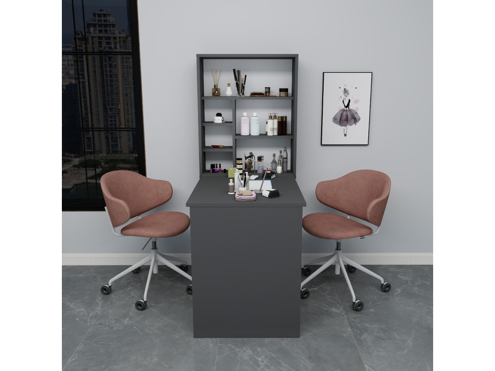Mesa de maquillaje de madera "Sedir" - 90 x 59 x 74 cm - Gris antracita