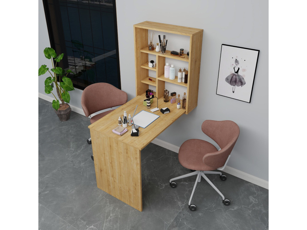Mesa de maquillaje de madera "Sedir" - 90 x 59 x 74 cm - Beige