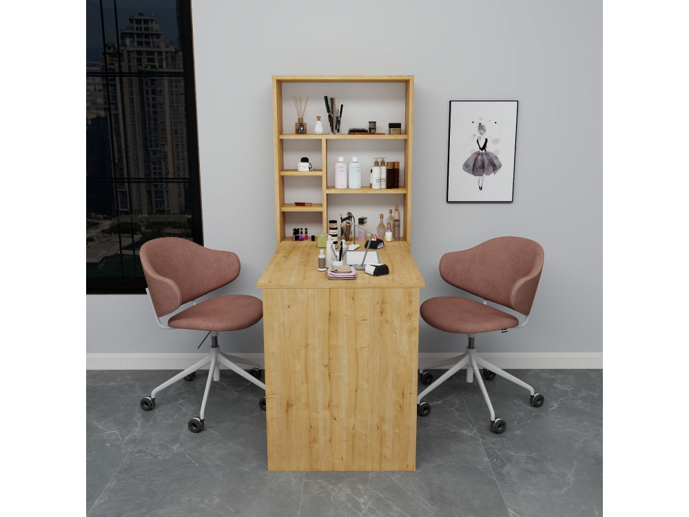 Mesa de maquillaje de madera "Sedir" - 90 x 59 x 74 cm - Beige