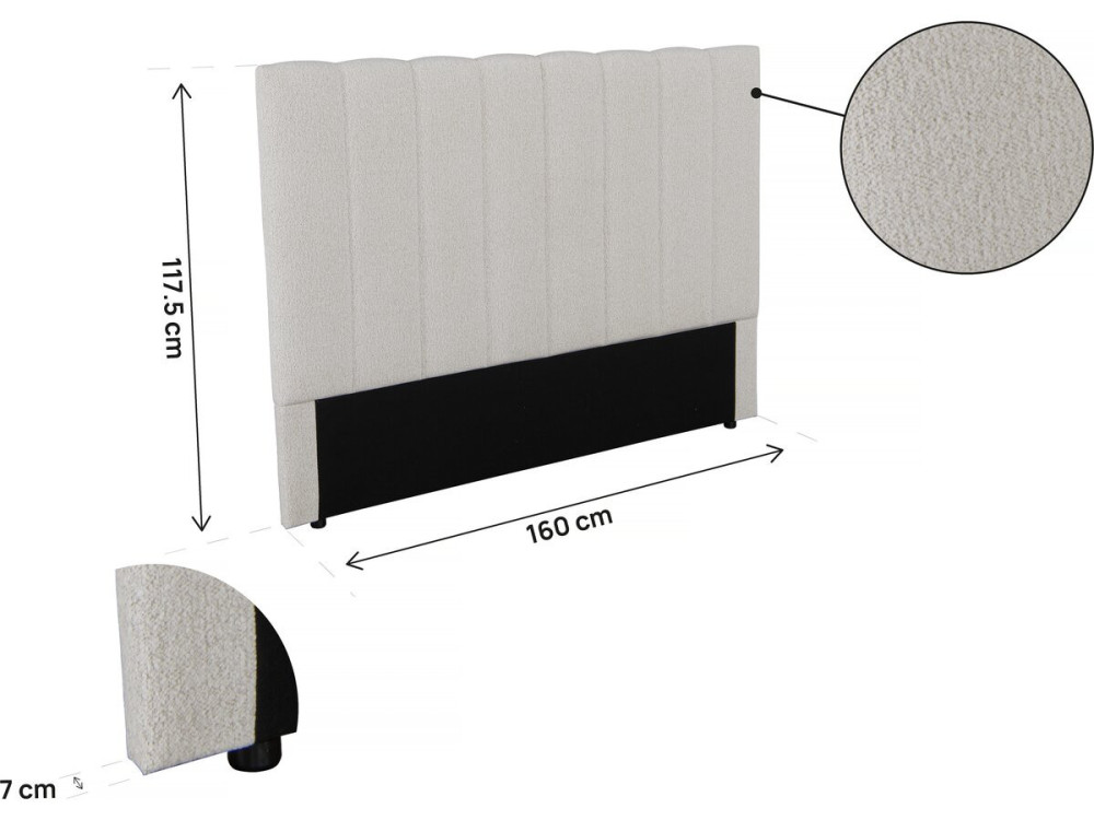 Cabecero de tela texturizada "Val Thorens" - Beige - 160 cm