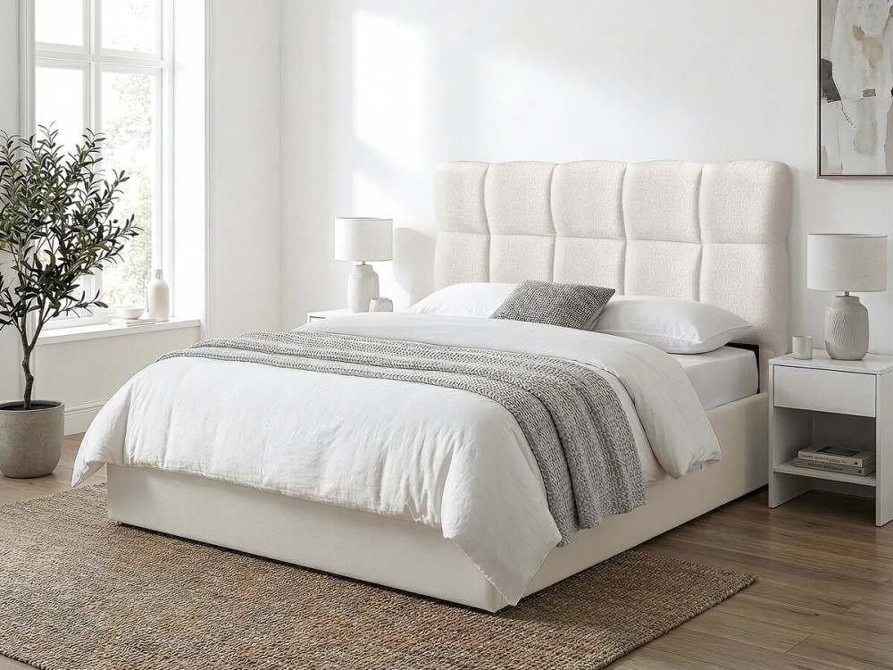 Cabecero estilo burbuja de tela gruesa "Alpe d'Huez" - 140 cm - Beige