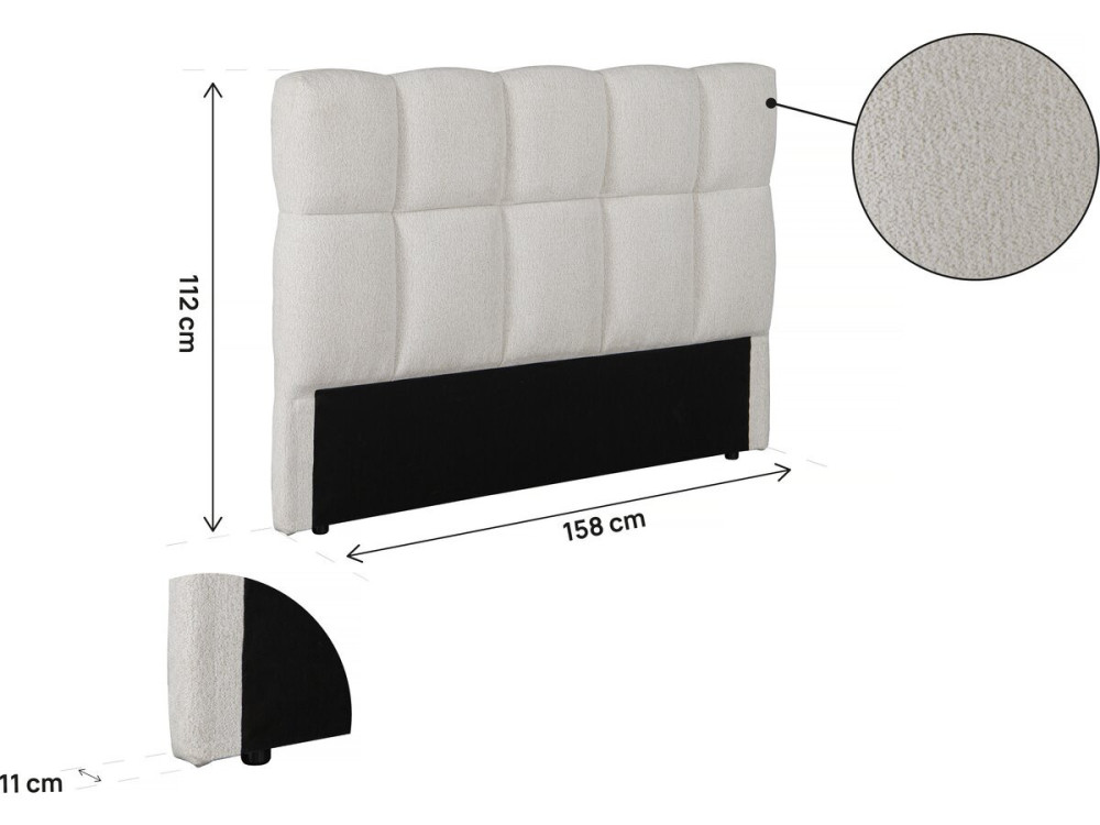 Cabecero estilo burbuja de tela gruesa "Alpe d'Huez" - 140 cm - Beige