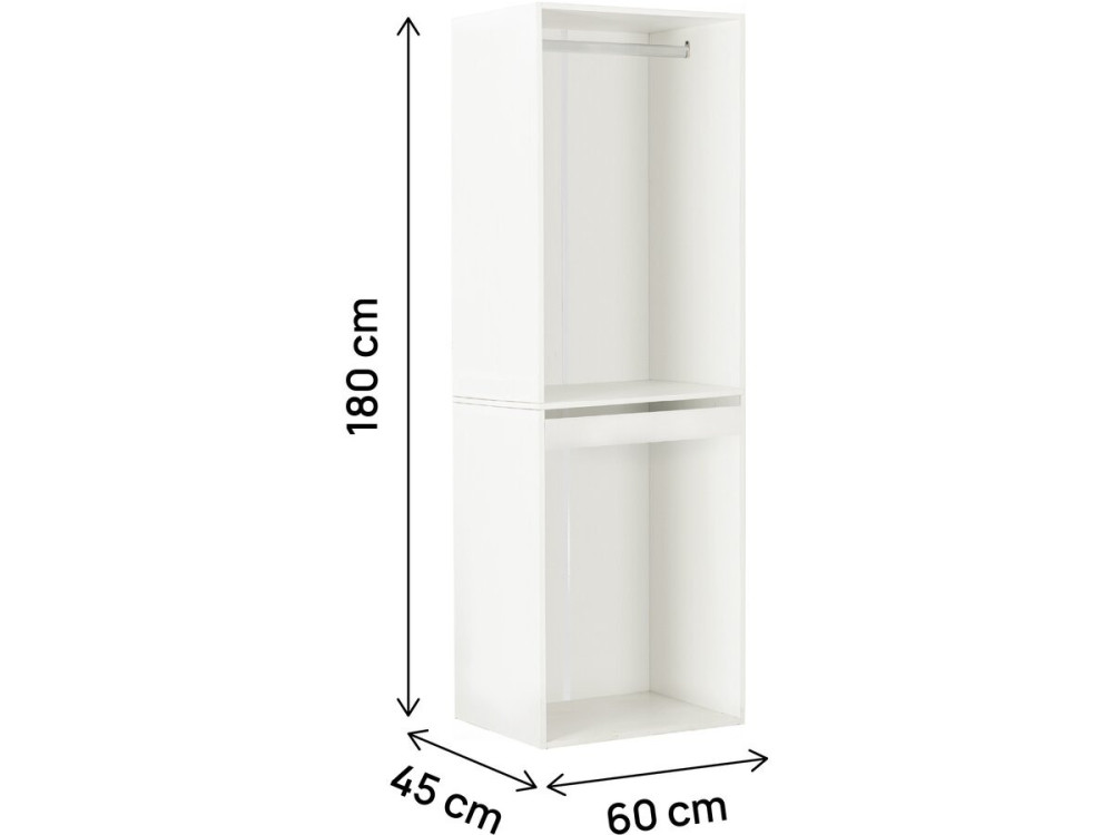 Armario "Opera" con espacio para colgar y pantalonero - 60 x 45 x 180 cm - Blanco